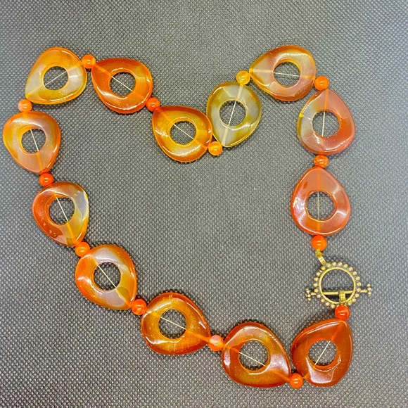 Tans & Brown Glass Bead Necklace w/Toggle Closure - Picture 4 of 4